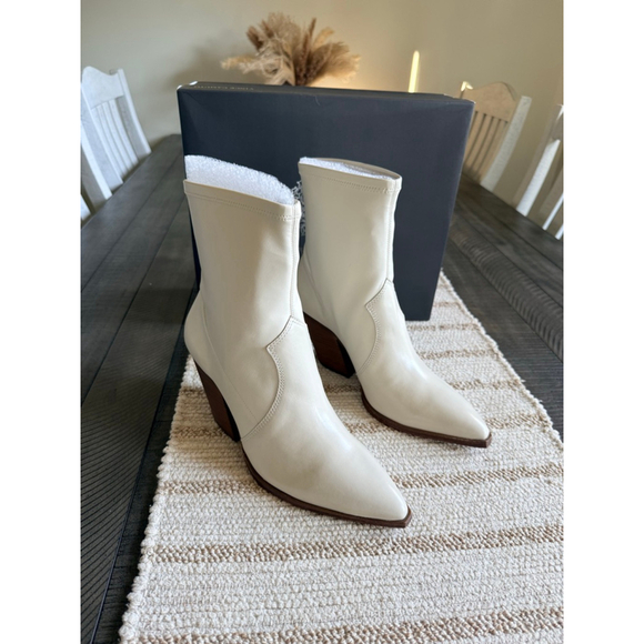 Vince Camuto Gilemini Leather Wedge Ankle Boots – Swan (Ivory) – Size 10M - Picture 1 of 6